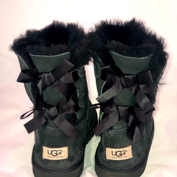 UGG Black Bow.Tie Suede Booties Women’s Size 6 - Picture 4 of 6